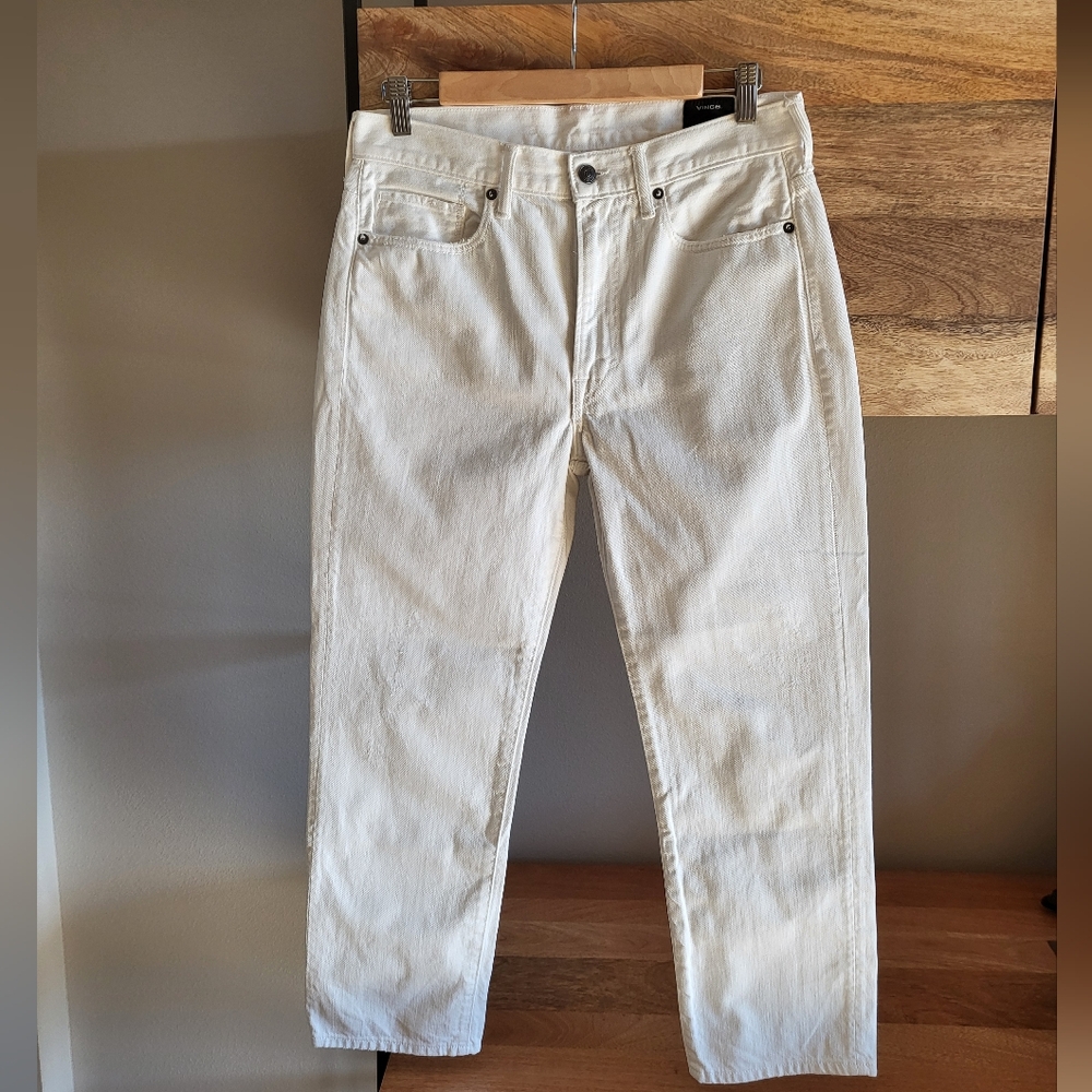 VINCE Cropped Straight-leg Jeans, White, Size 27